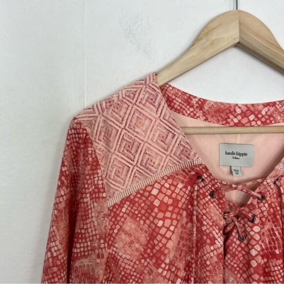 Haute Hippie Tribe Light Coral Pink Python Dress Size 1X - Picture 7 of 16